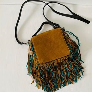 Zara Genuine Leather Fringe Crossbody Purse